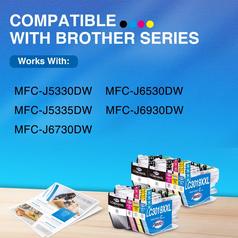 Paeolos LC3019XXL Ink Cartridges Replacement for Brother LC3019 XXL Ink Cartridges for Brother MFC-J5330DW MFC-J6530DW MFC-J6930DW MFC-J6730DW Printers (9-Pack, 3BK/2C/2M/2Y) - Image 2
